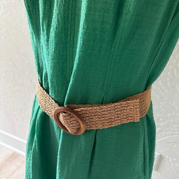 NINE WEST | Fit and Flare Dress Kelly Green with Belted Waist Size 16 Sleeveless - Picture 4 of 11